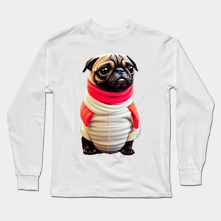 Cute Pug in Sushi Costume - Adorable Pug Dressed up as a Sushi Roll Long Sleeve T-Shirt